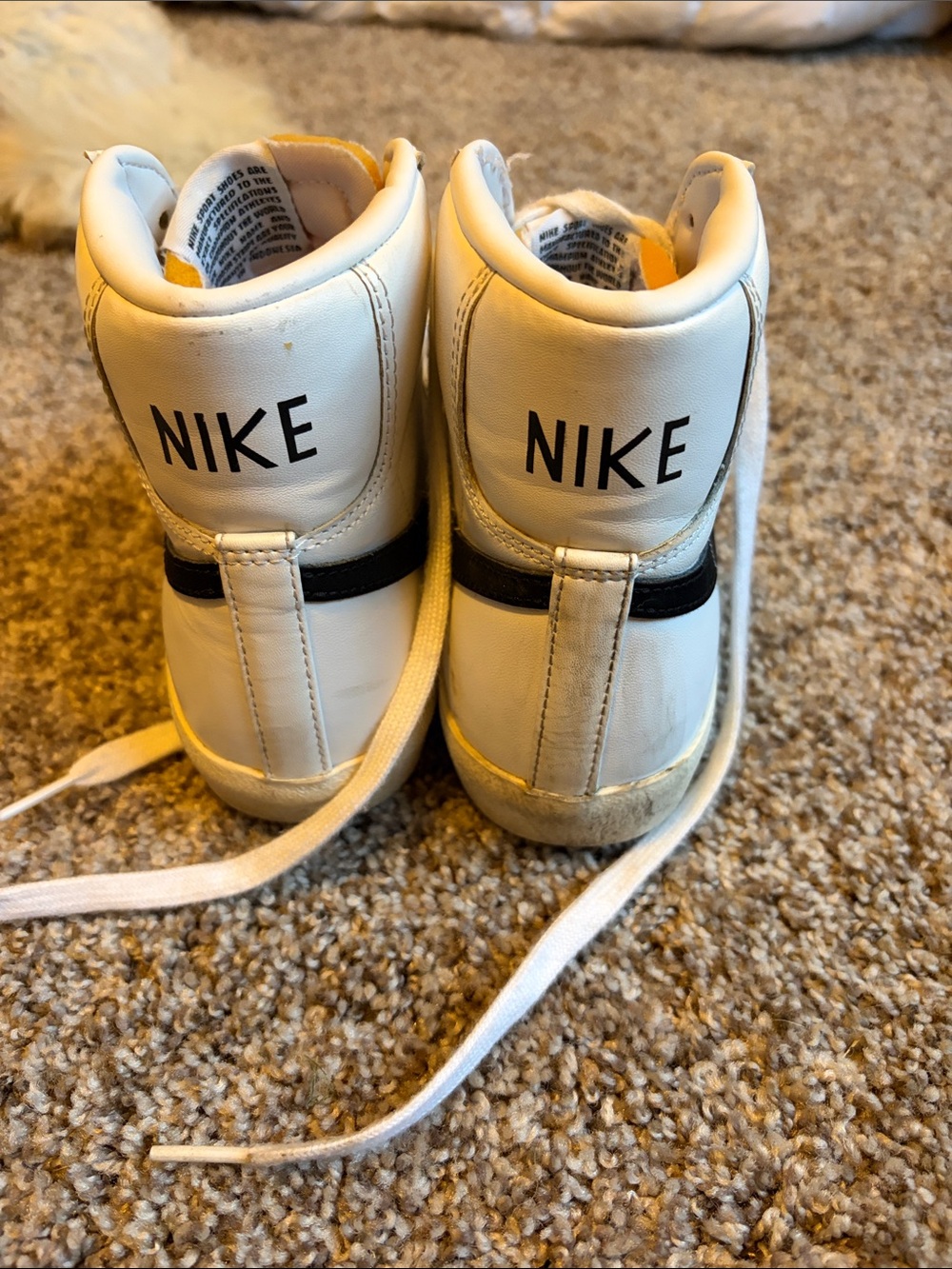 Nike Kids White High-Top Sneakers with Black Stripe